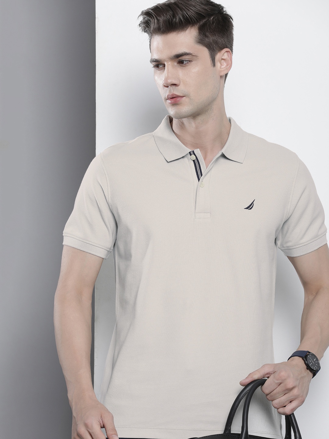 

Nautica Polo Collar Pure Cotton Slim Fit T-shirt, Grey
