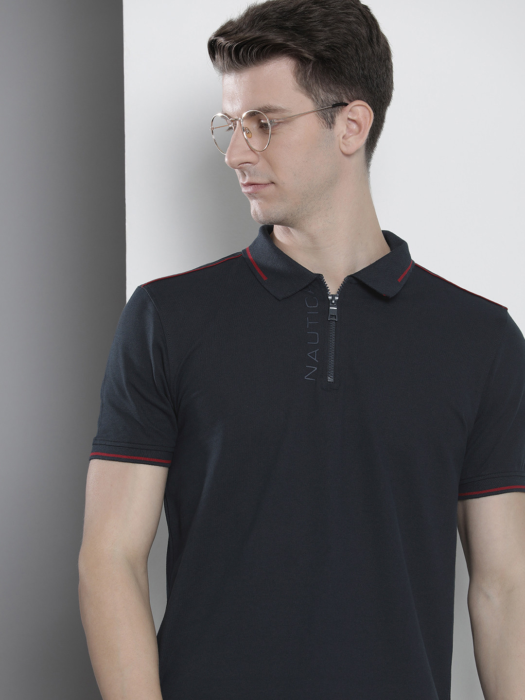

Nautica Short Sleeves Polo Collar T-shirt, Navy blue