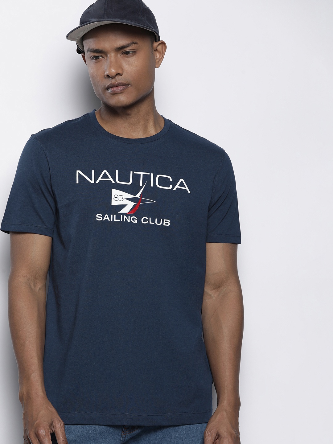 

Nautica Brand Logo Print Pure Cotton T-shirt, Navy blue
