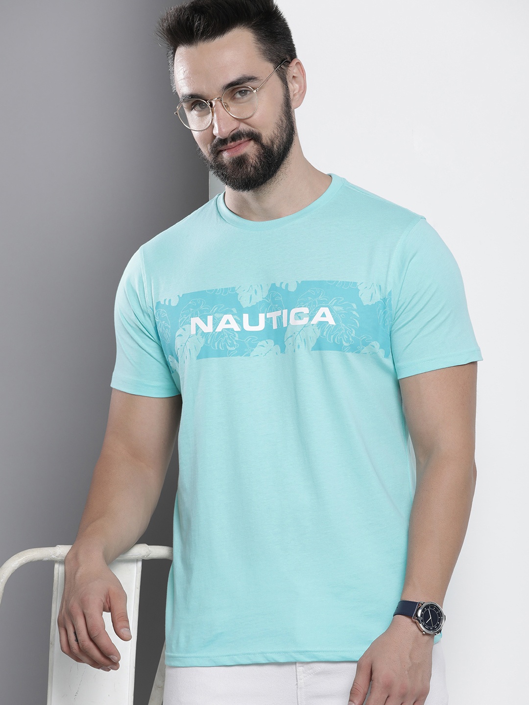 

Nautica Brand Logo Printed Pure Cotton T-shirt, Blue