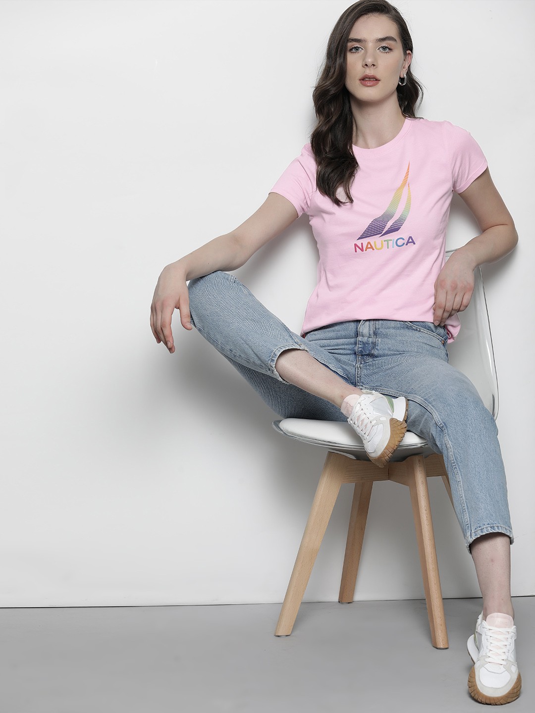 

Nautica Brand Logo Printed Pure Cotton T-shirt, Pink