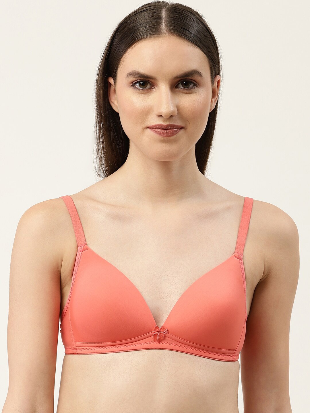 

DressBerry Lightly Padded Non-Wired T-shirt Bra, Coral