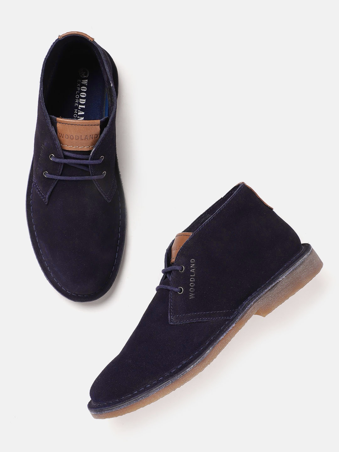 

Woodland Men Mid-Top Leather Sneakers, Navy blue