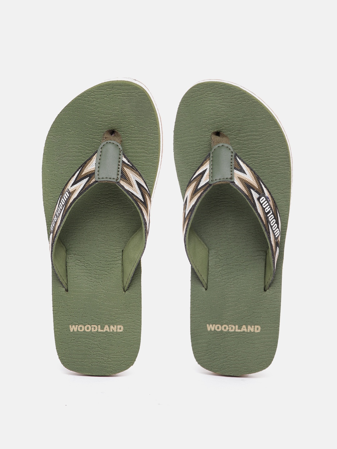 

Woodland Men Striped Thong Flip-Flops, Olive