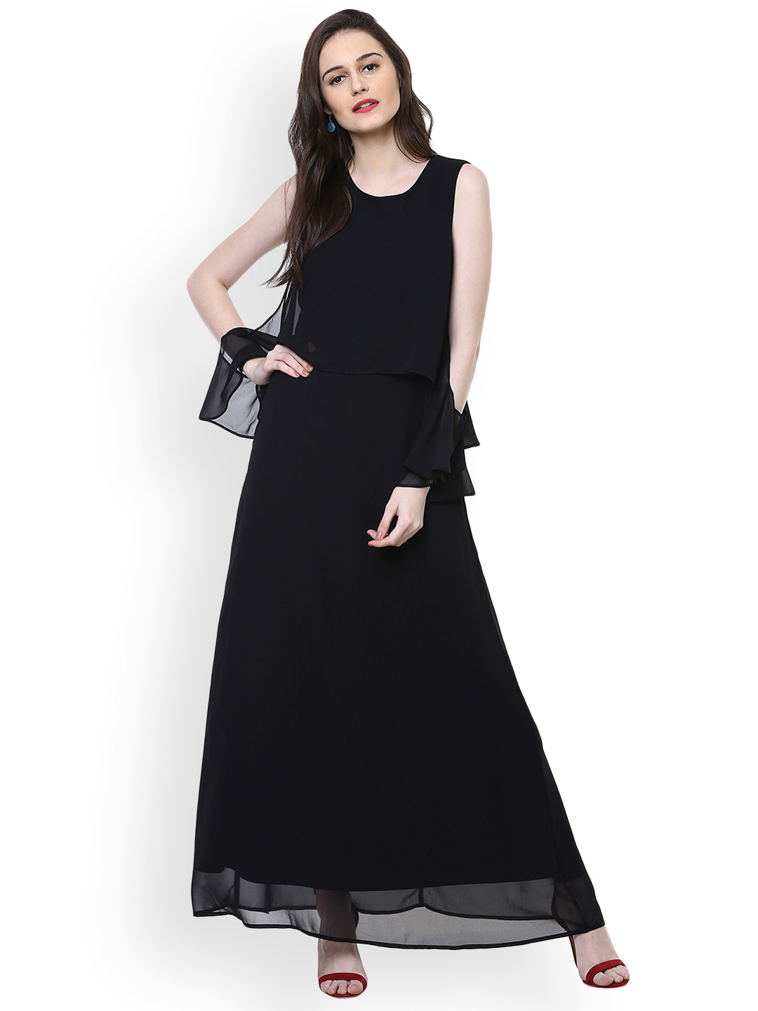 

Harpa Women Black Solid Maxi Dress