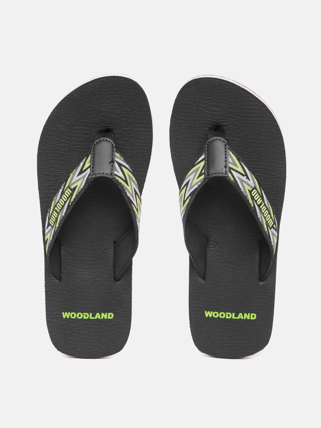 

Woodland Men Brand Logo Print Thong Flip-Flops, Black