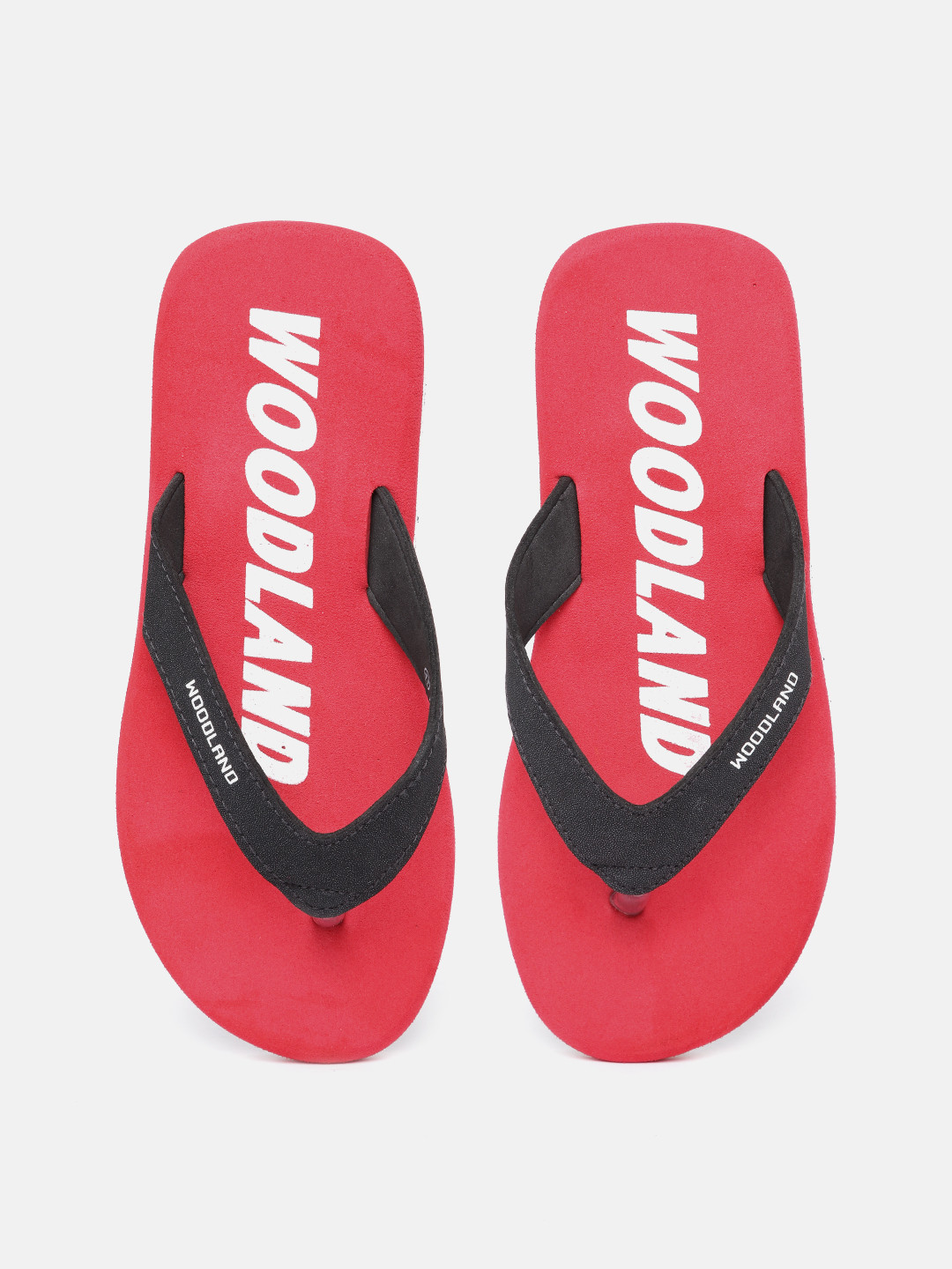 

Woodland Men Brand Logo Printed Thong Flip-Flops, Red