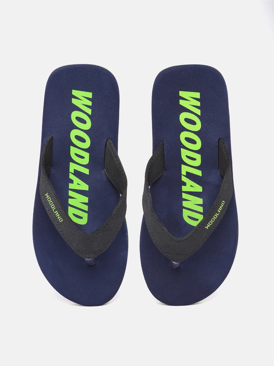 

Woodland Men Brand Logo Printed Thong Flip-Flops, Navy blue