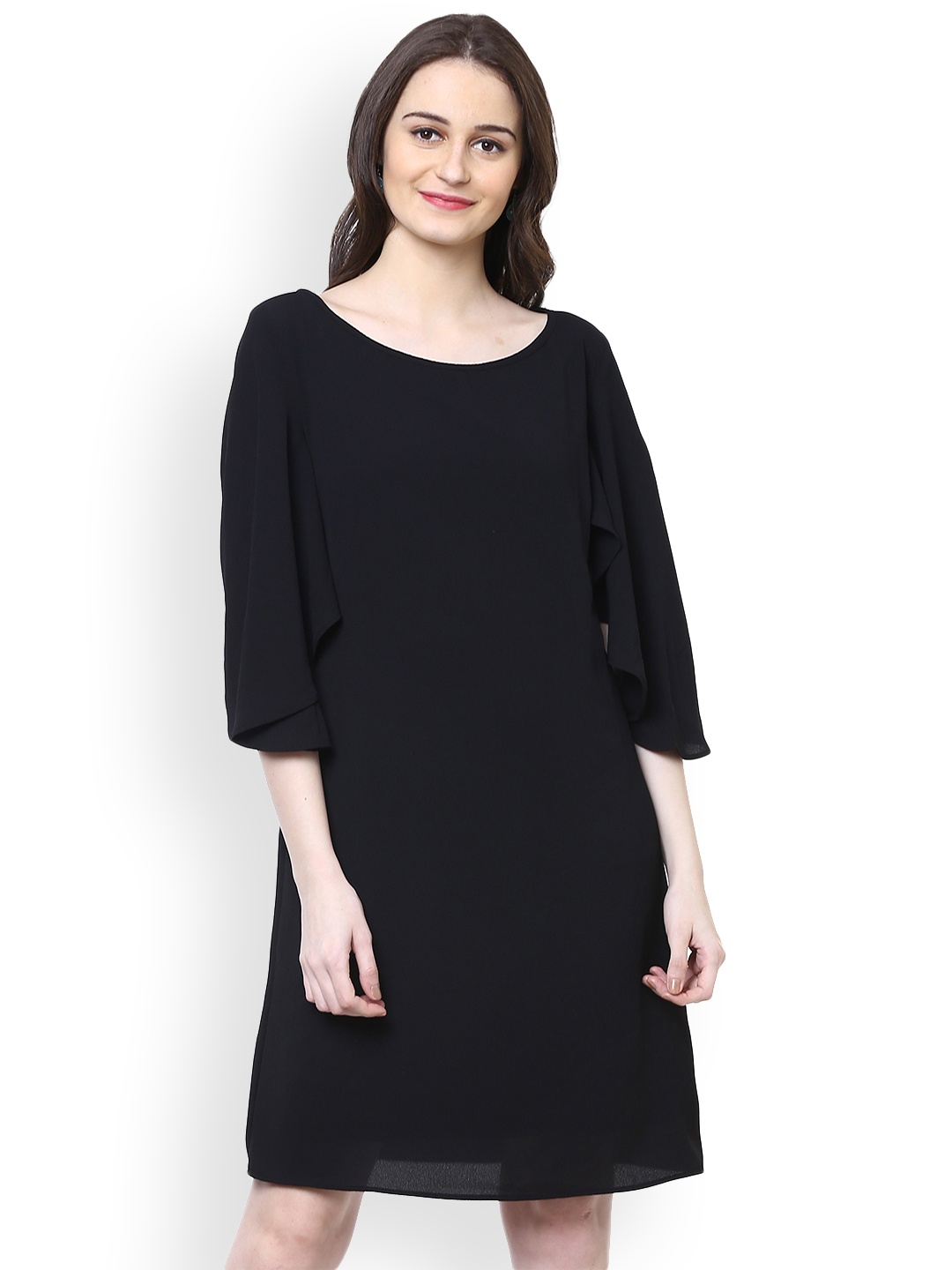 

Harpa Women Black Solid A-Line Dress