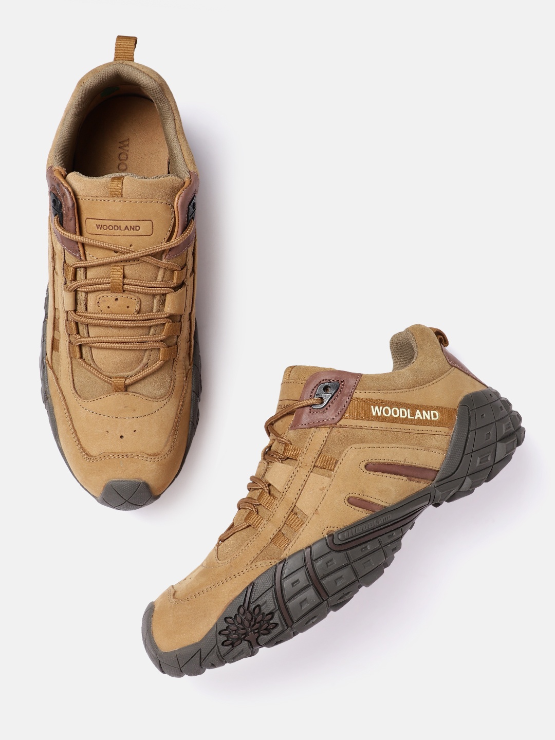 

Woodland Men Leather Sneakers, Camel brown