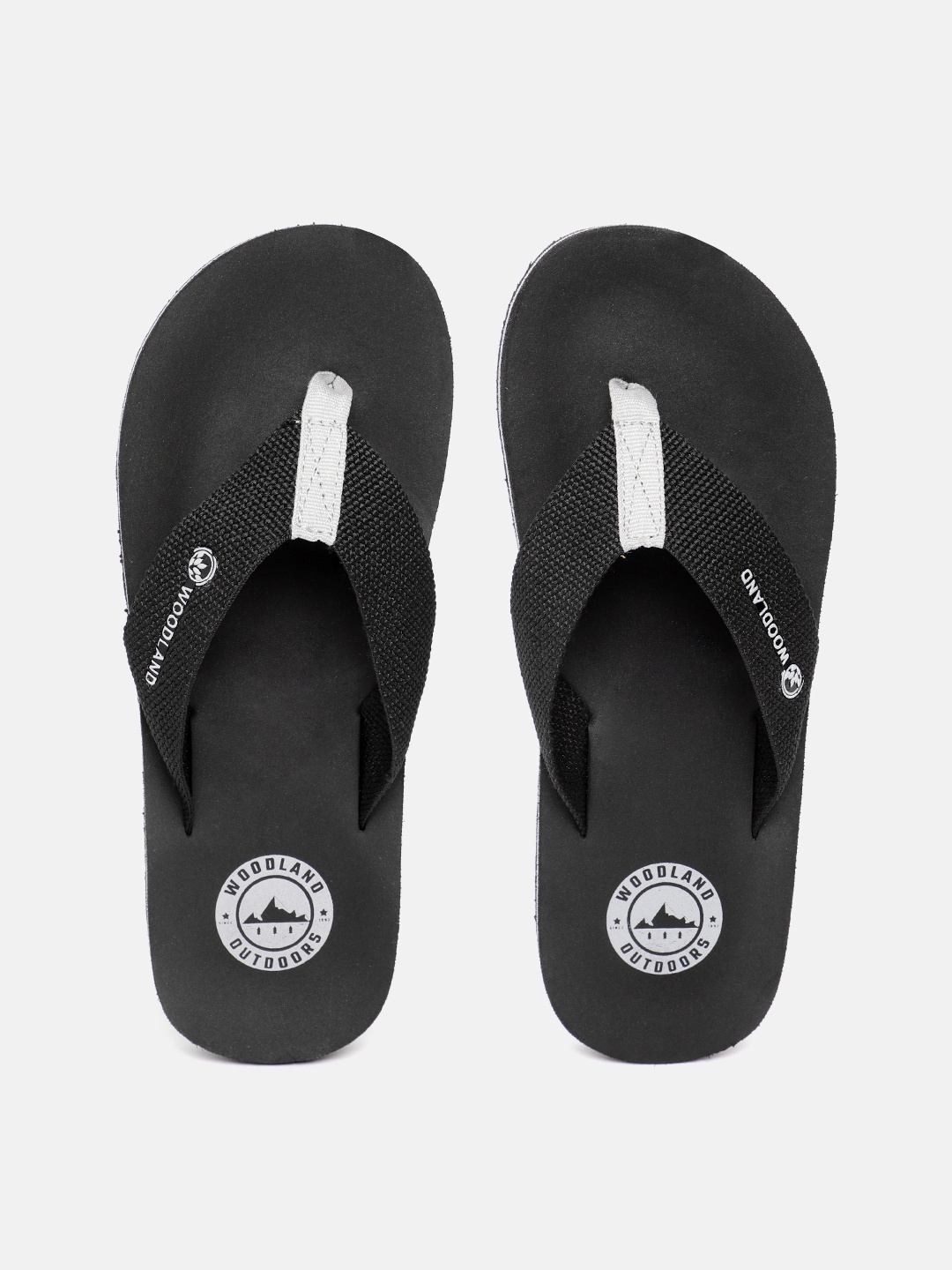 

Woodland Men Woven Design & Printed Detail Thong Flip-Flops, Black