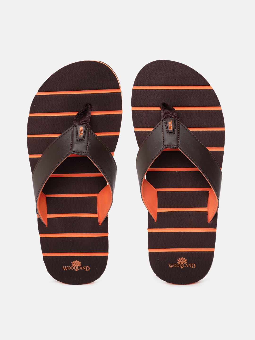 

Woodland Men Striped Thong Flip-Flops, Brown