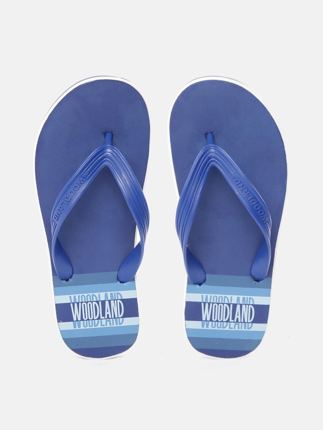 

Woodland Men Brand Logo Printed Thong Flip-Flops, Blue