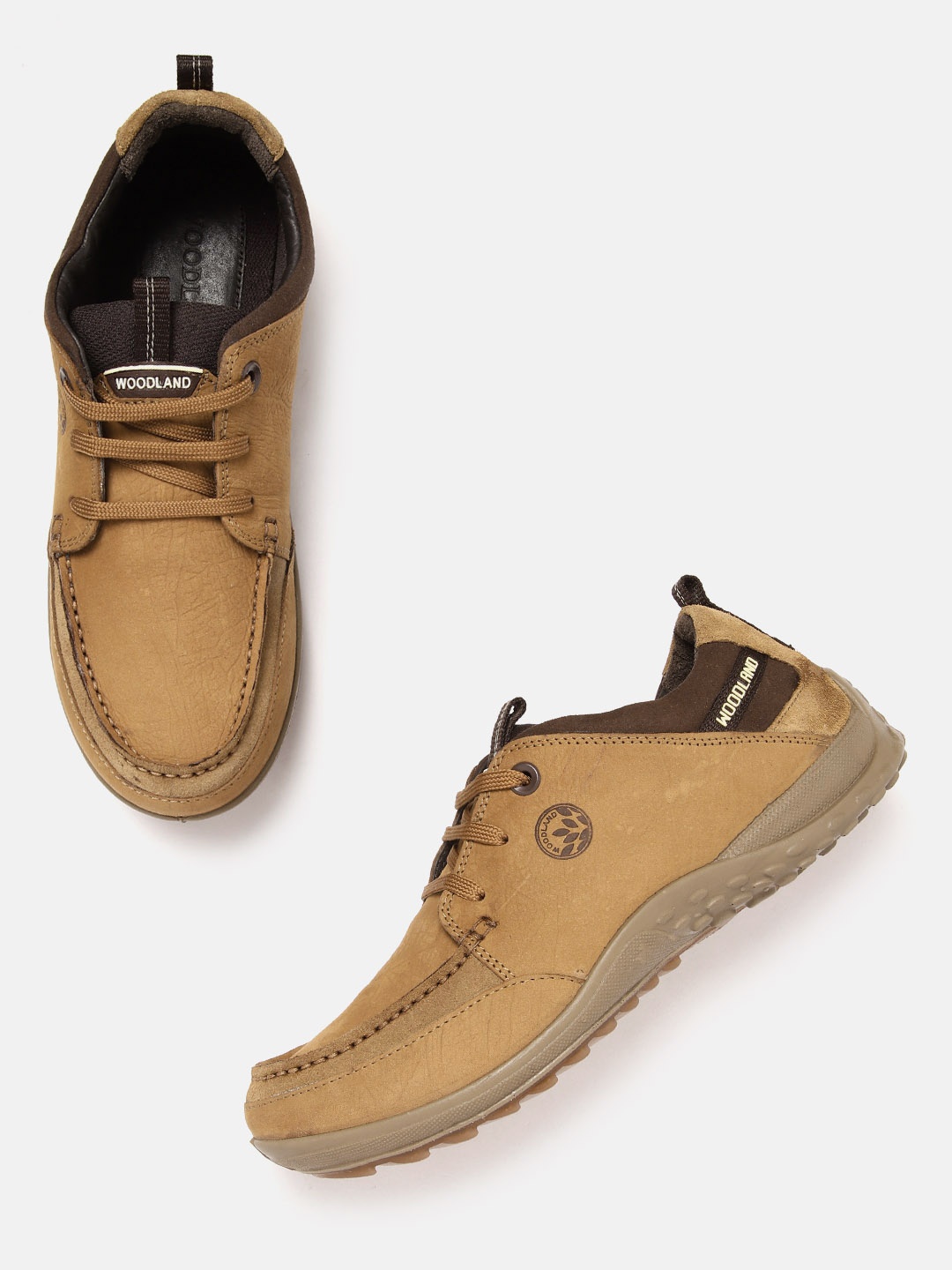 

Woodland Men Leather Sneakers, Camel brown