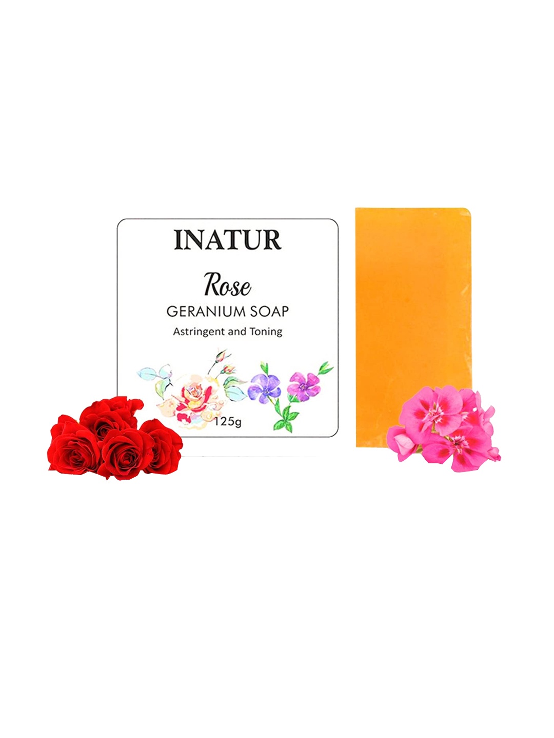 

Inatur Rose Geranium Astringent Toning Soap - 125 g, Orange