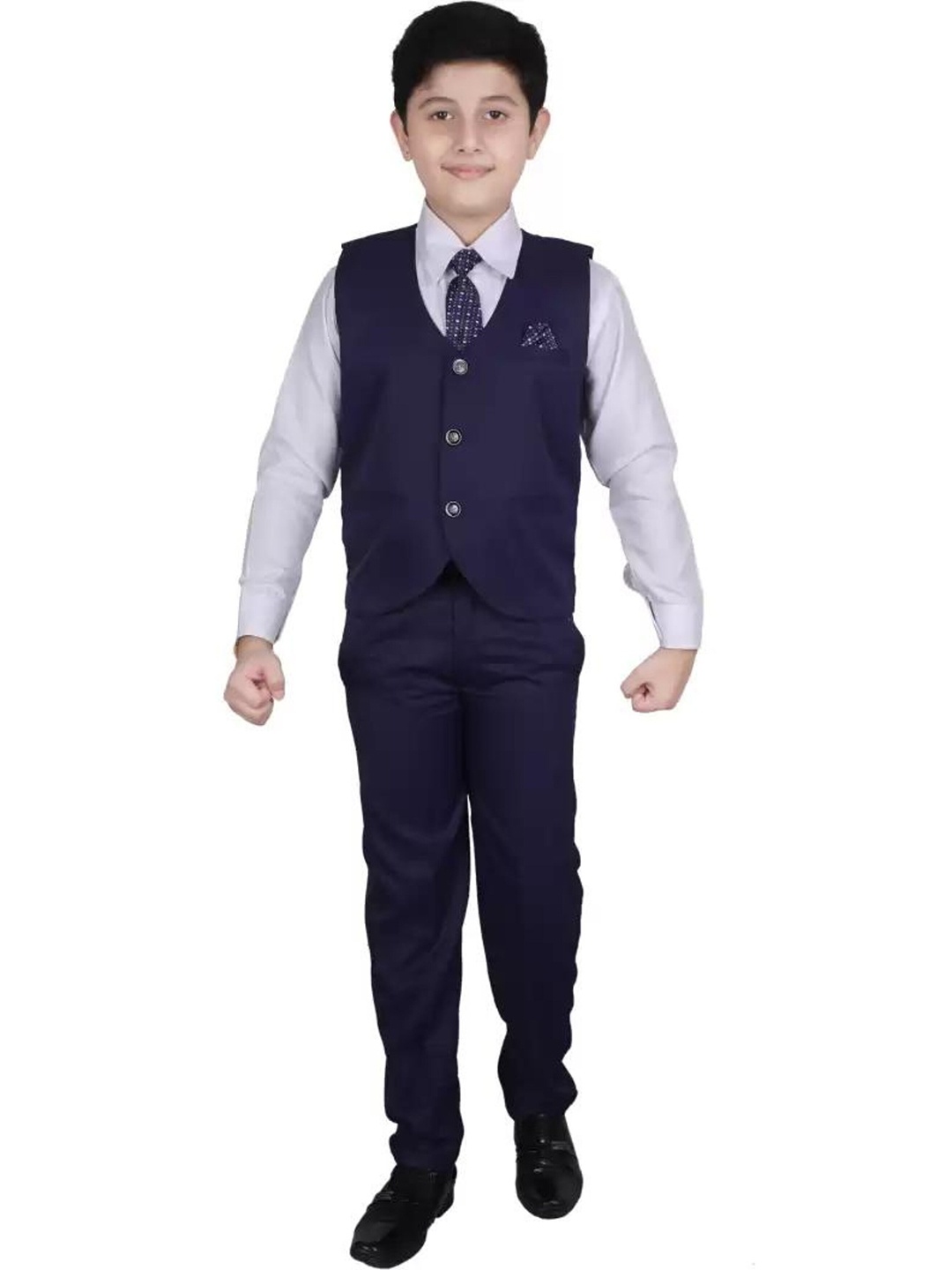 

Pro-Ethic STYLE DEVELOPER Boys Pure Cotton 3 Piece Suit Set, Navy blue