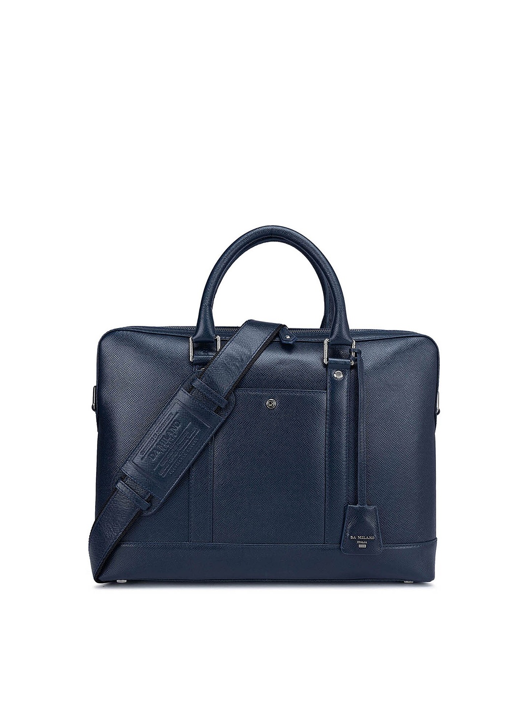 

Da Milano Men Textured Leather Laptop Bag, Blue