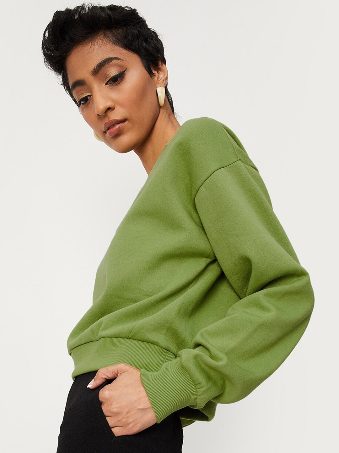

max Drop Shoulder Sleeve Sweatshirt, Green