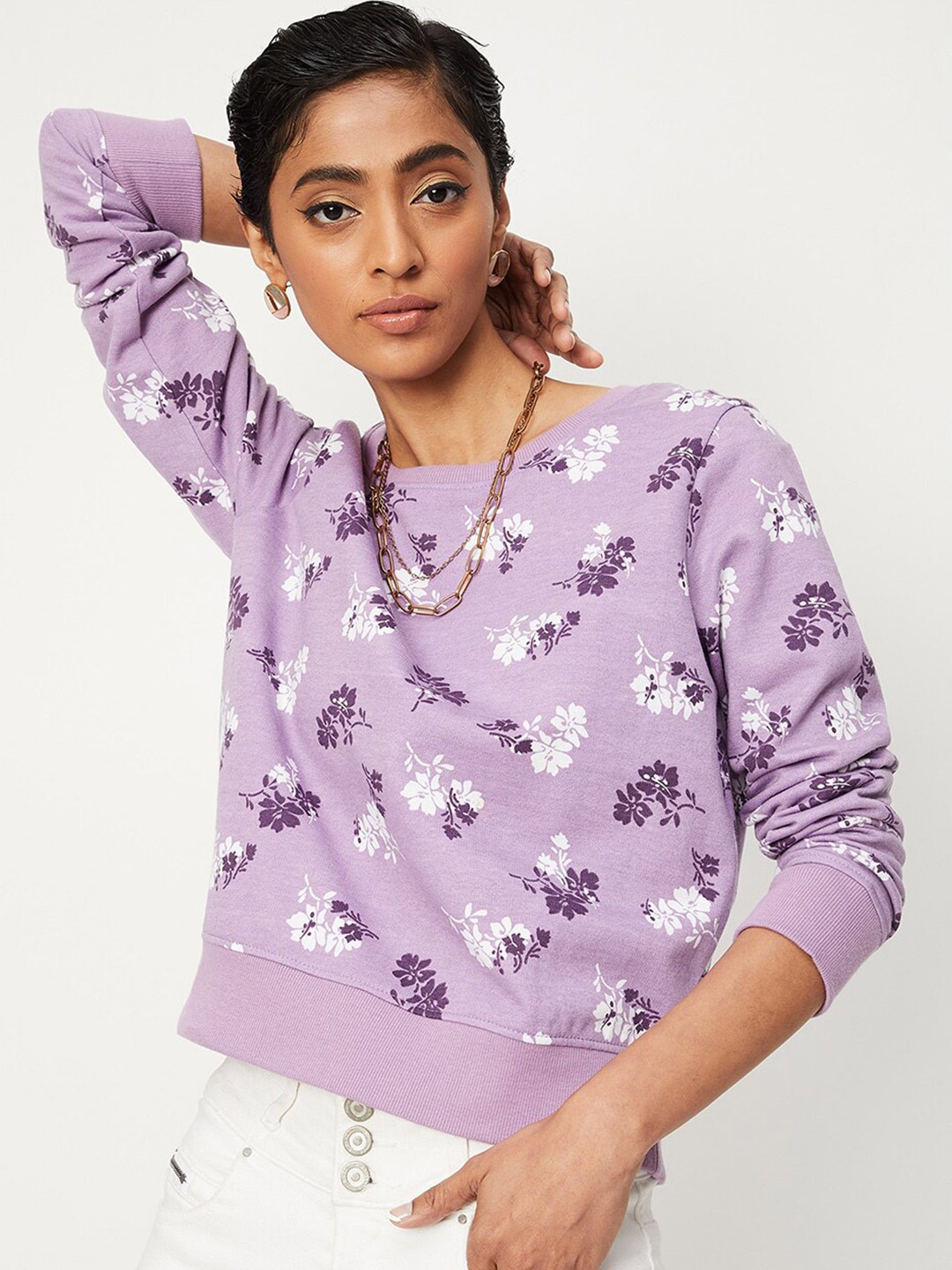 

max Printed Cotton Sweatshirt, Lavender