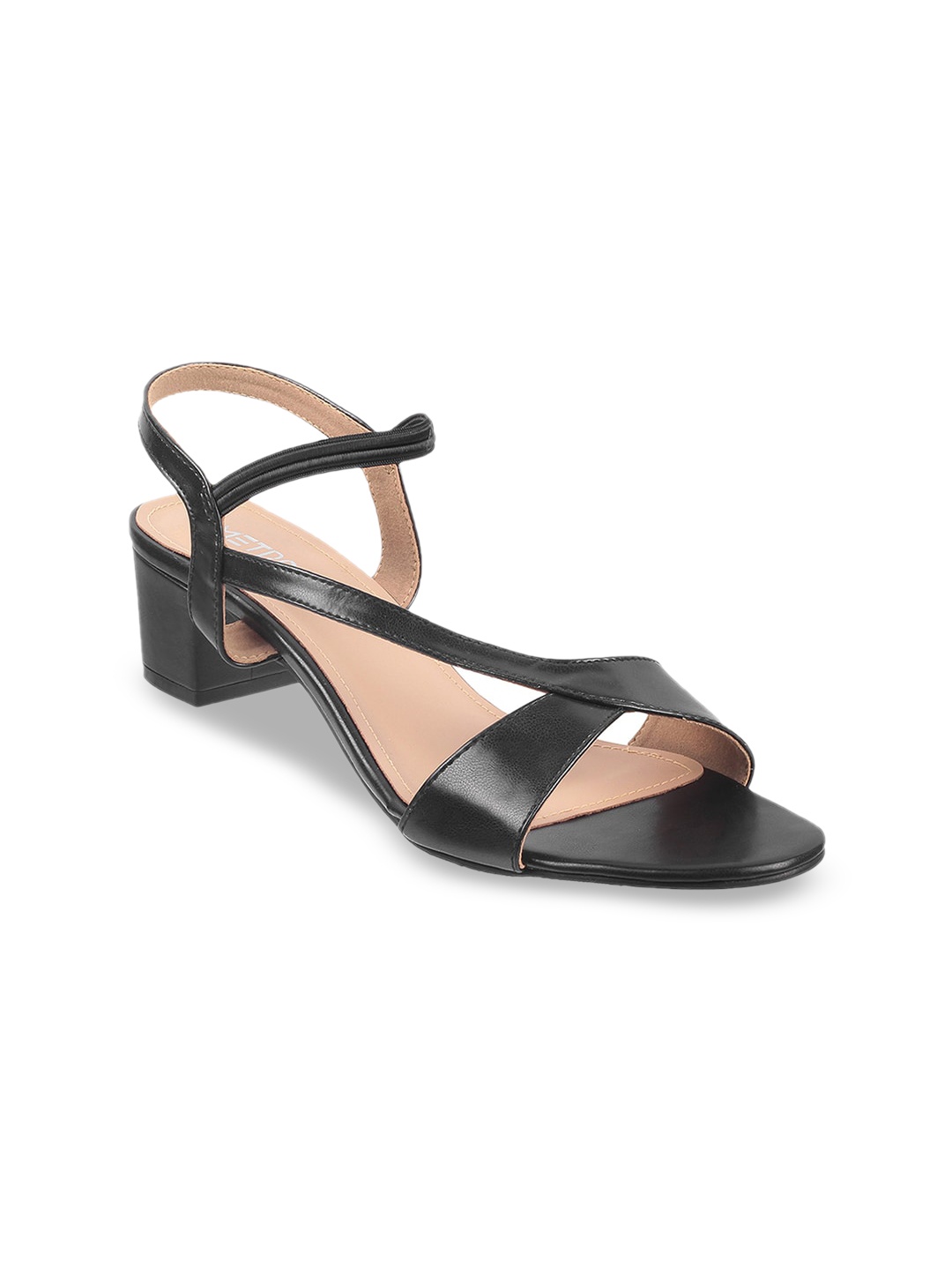 

Metro Open Toe Block Heels, Black