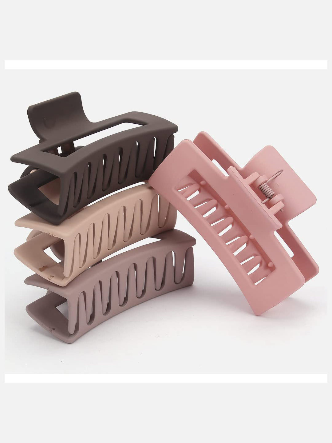 

VAGHBHATT Women Set of 4 Square Claw Clip, Black