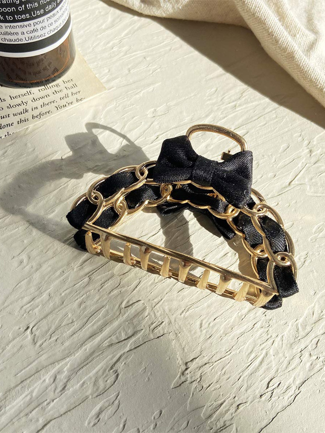 

VAGHBHATT Women Hair Claws Ribbon Braided Hair Clip, Black