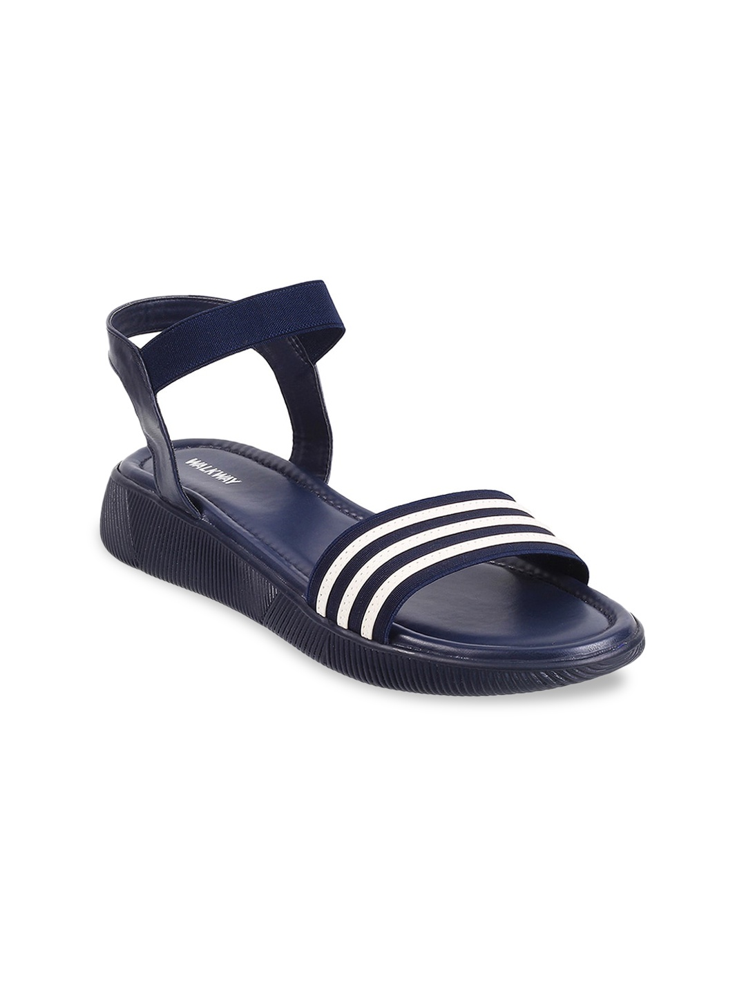 

WALKWAY by Metro Women Striped Open Toe Flats, Navy blue
