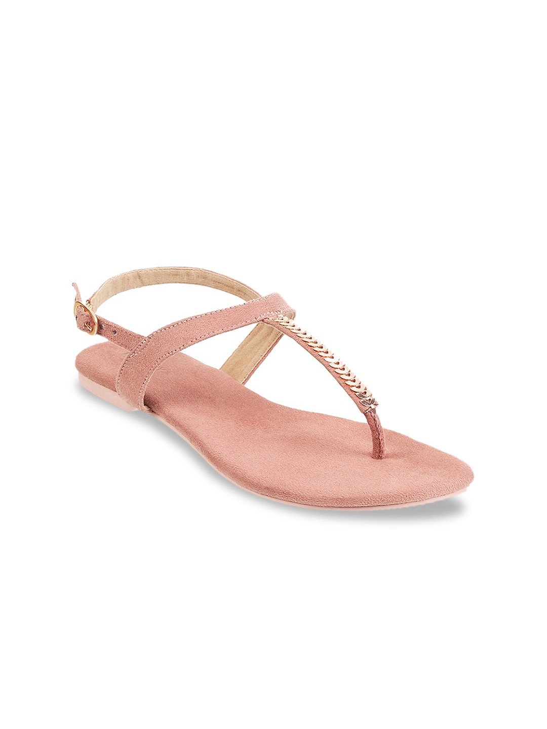 

WALKWAY by Metro Women Solid T-Strap Flats, Peach
