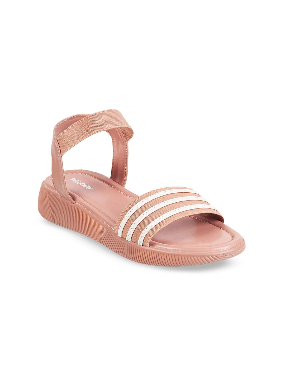 

WALKWAY by Metro Women Striped Open Toe Flats, Peach