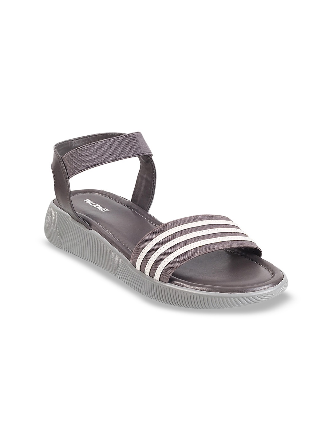 

WALKWAY by Metro Women Striped Open Toe Flats, Grey