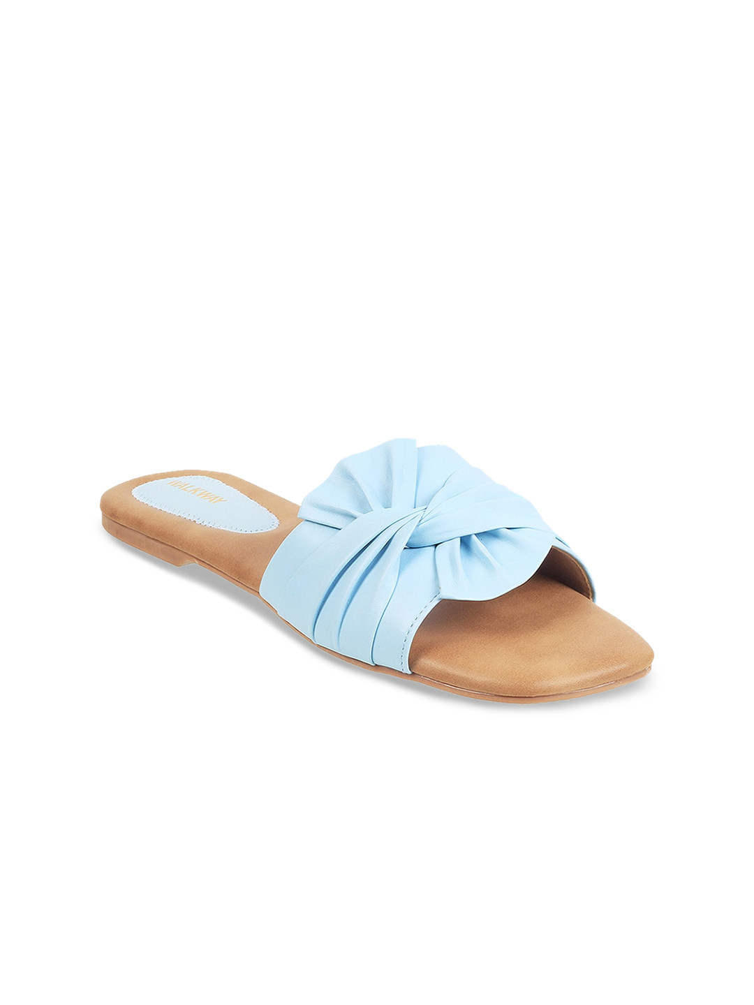 

WALKWAY by Metro Women Solid Open Toe Flats with Bows, Blue