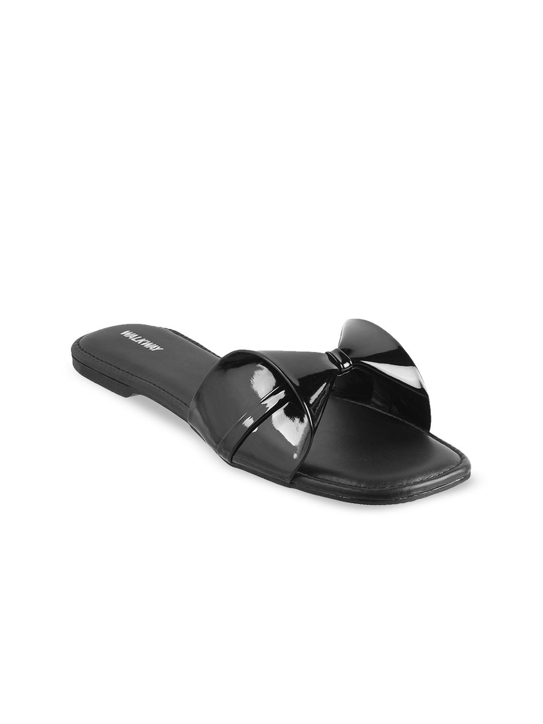 

WALKWAY by Metro Women Solid Open Toe Flats with Bows, Black