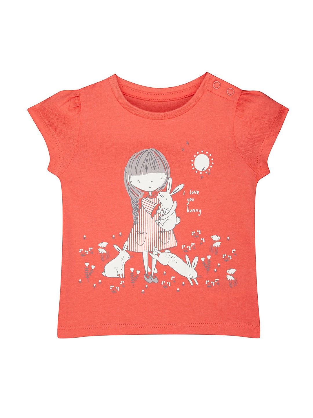 

mothercare Girls Printed Cotton T-shirt, Orange