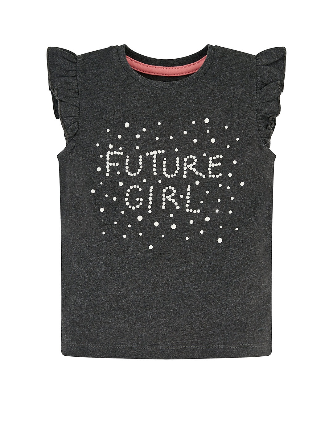 

mothercare Girls Typography Printed Cotton T-shirt, Grey