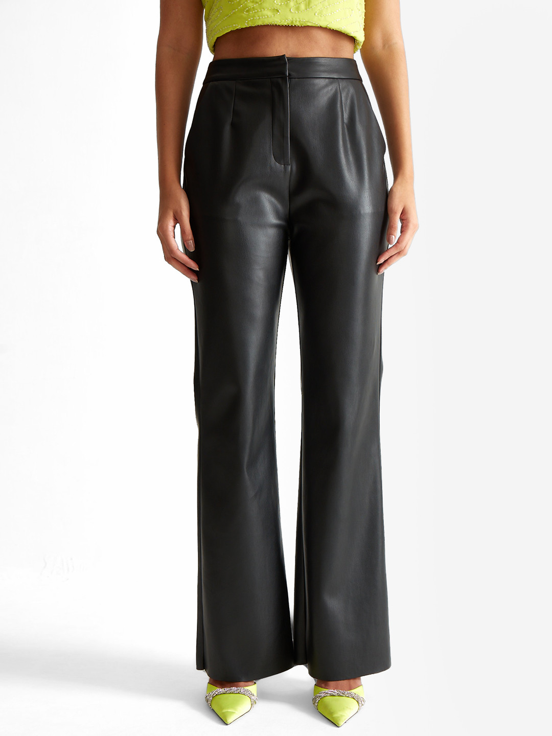 

COVER STORY Women Relaxed Flared High-Rise Easy Wash Bootcut Trousers, Black