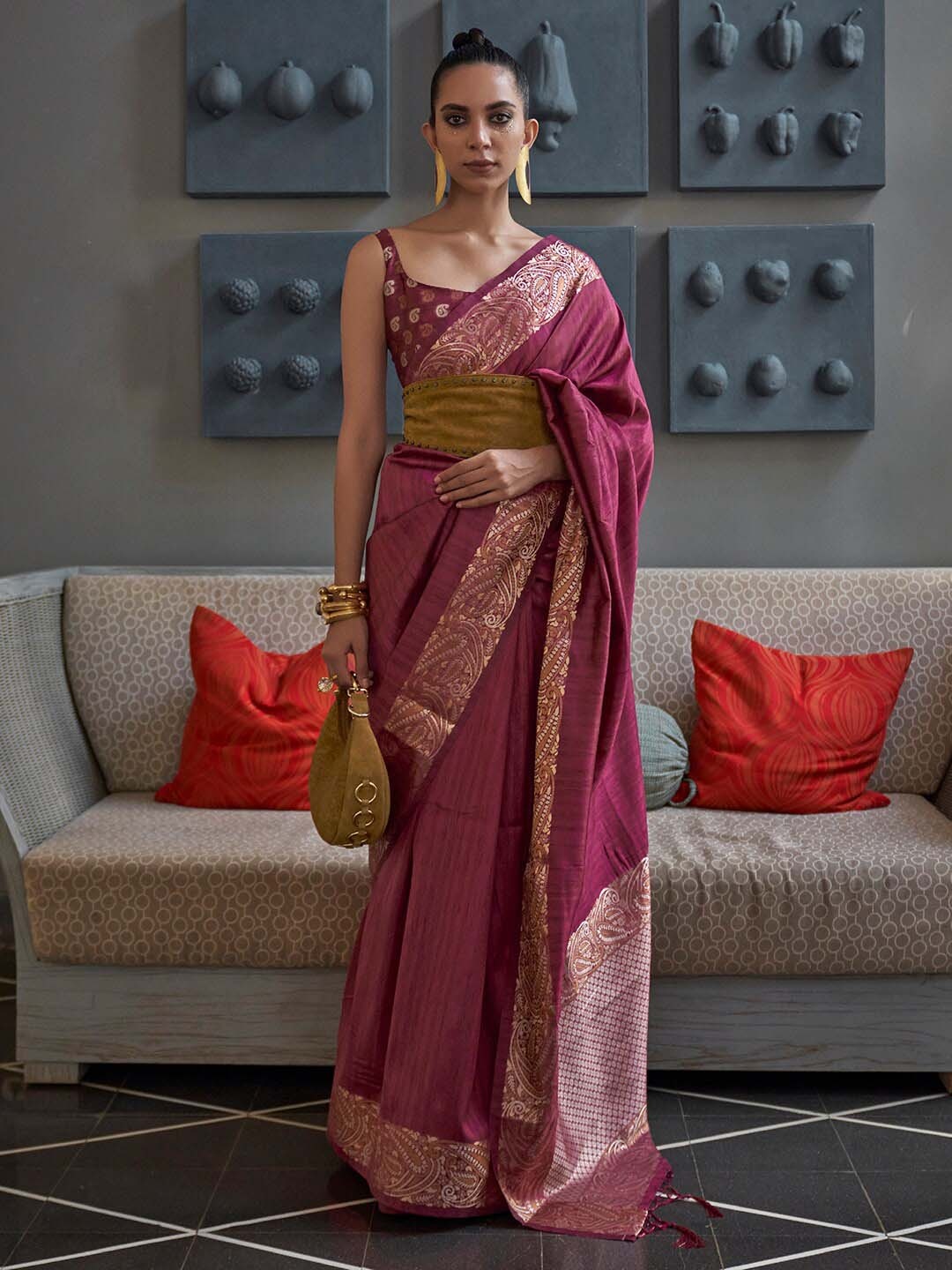

Saree mall Zari Banarasi Traditional Sarees, Magenta
