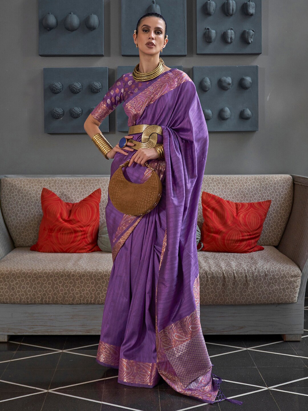 

Saree mall Zari Banarasi Traditional Sarees, Purple
