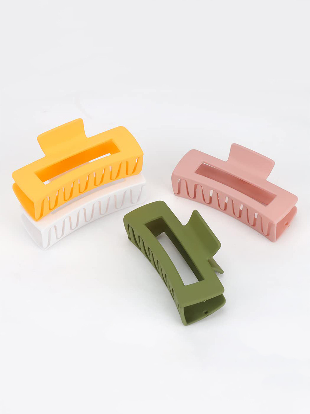 

VAGHBHATT Women Set Of 4 Square Hair Claw Clips, Green