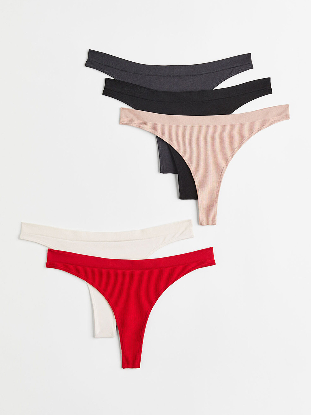 

H&M 5-Pack Seamless Thong Briefs 1001223011, Black