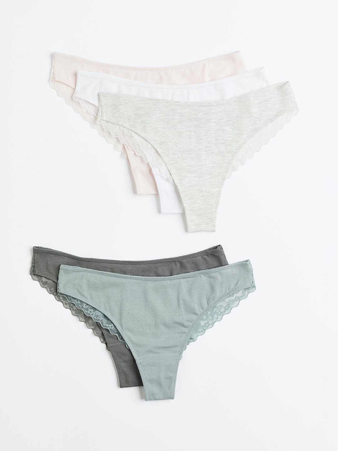 

H&M Women 5-Pack Brazilian Briefs 1088502003, Grey