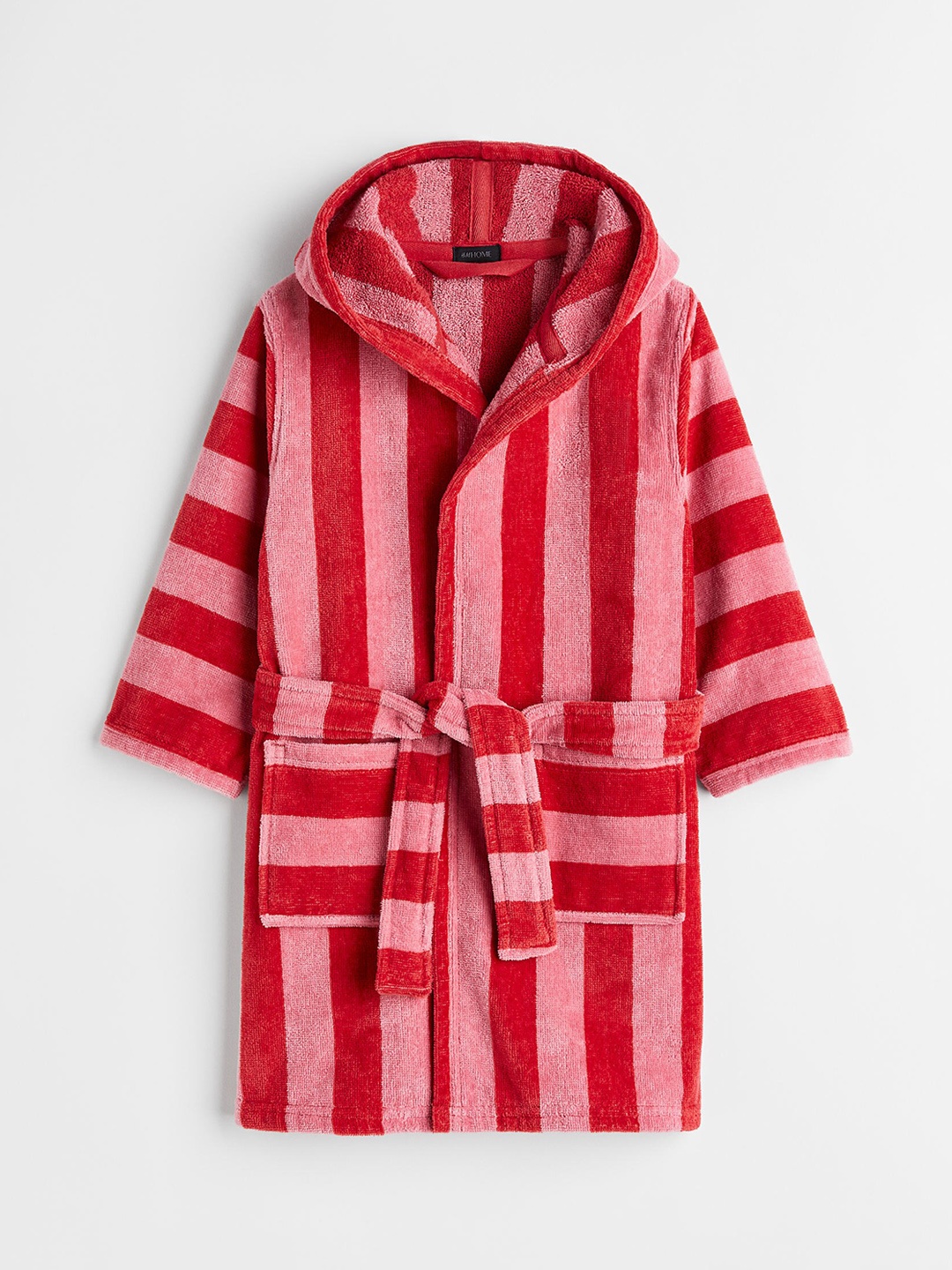 

H&M Girls Striped Terry Dressing Gown, Red