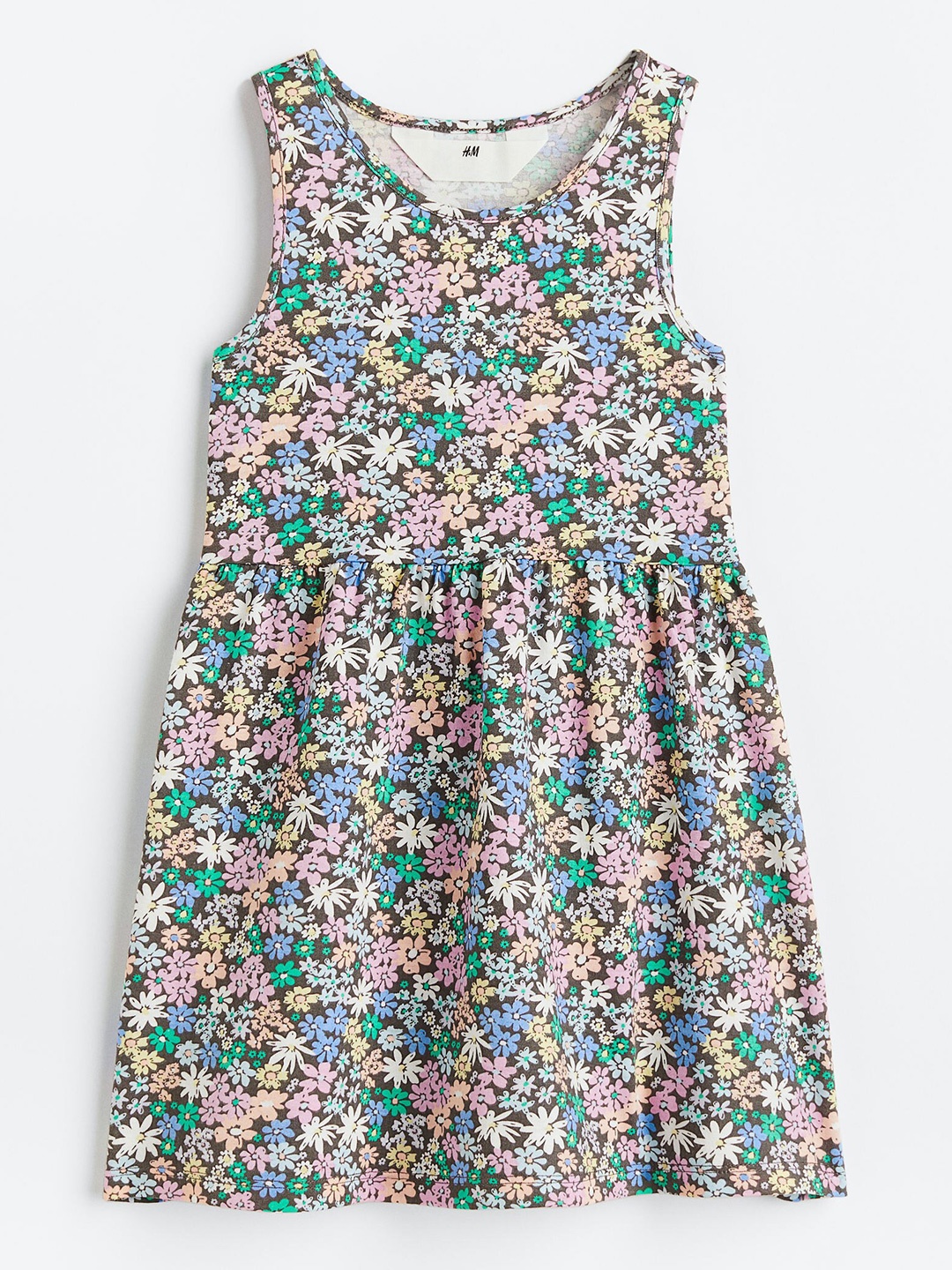 

H&M Girls Patterned Jersey Dress, Grey