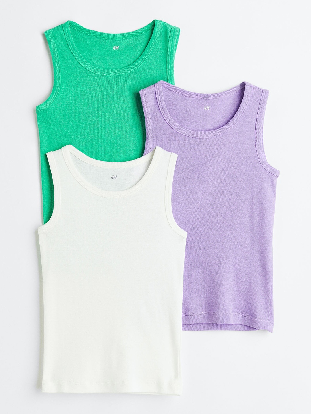 

H&M Boys 3-Pack Cotton Vest Tops, Green