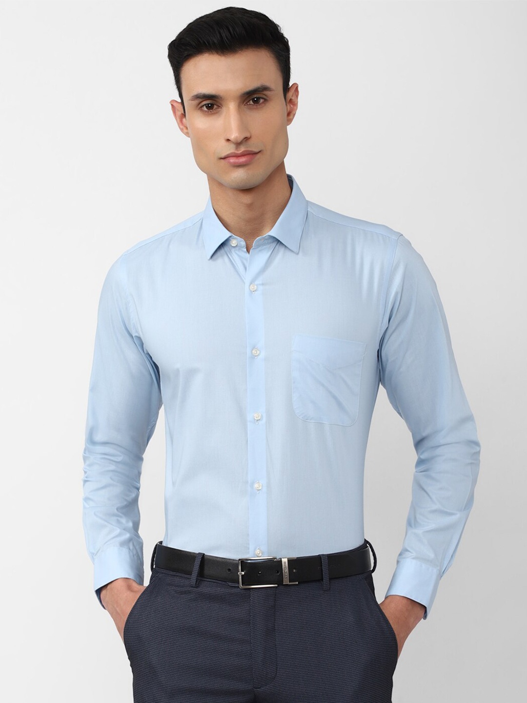 

Peter England Men Blue Slim Fit Spread Collar Formal Shirt