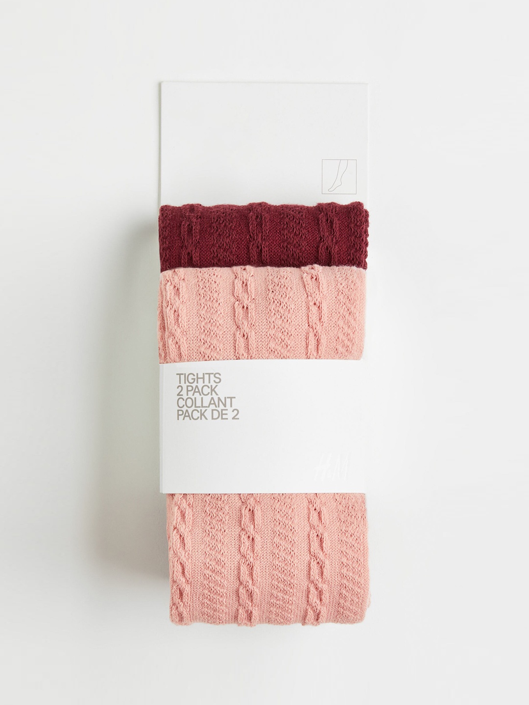 

H&M 2-Pack Fine-Knit Tights, Pink