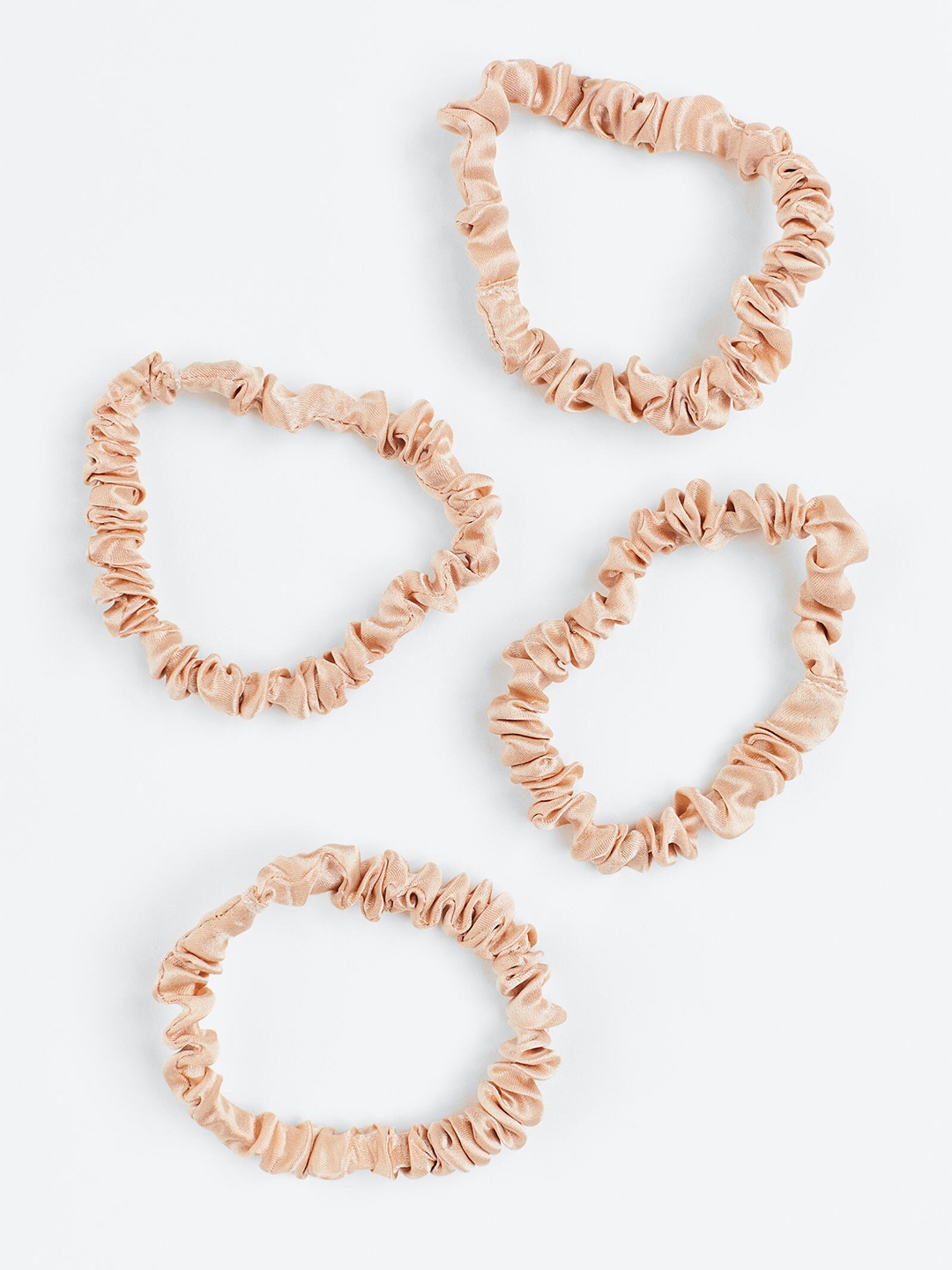 

H&M 4-Pack Silk Scrunchies, Beige