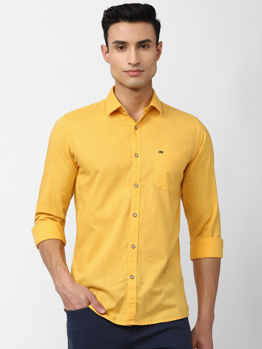 

Peter England Casuals Men Cotton Slim Fit Casual Shirt, Yellow