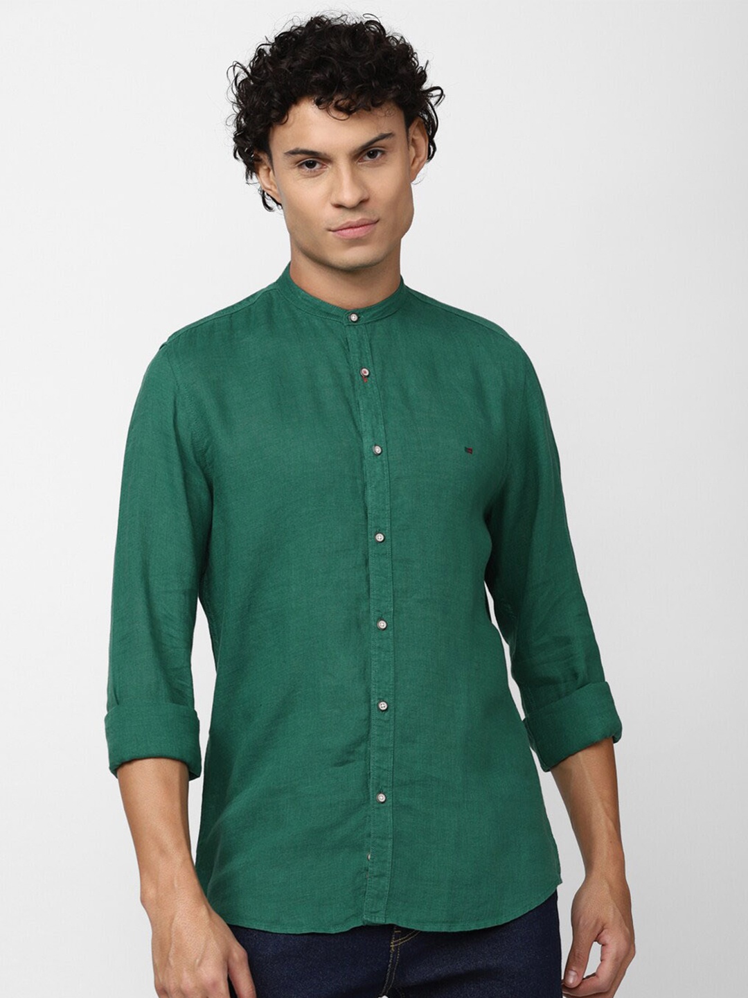 

Peter England Casuals Men Slim Fit Linen Casual Shirt, Green