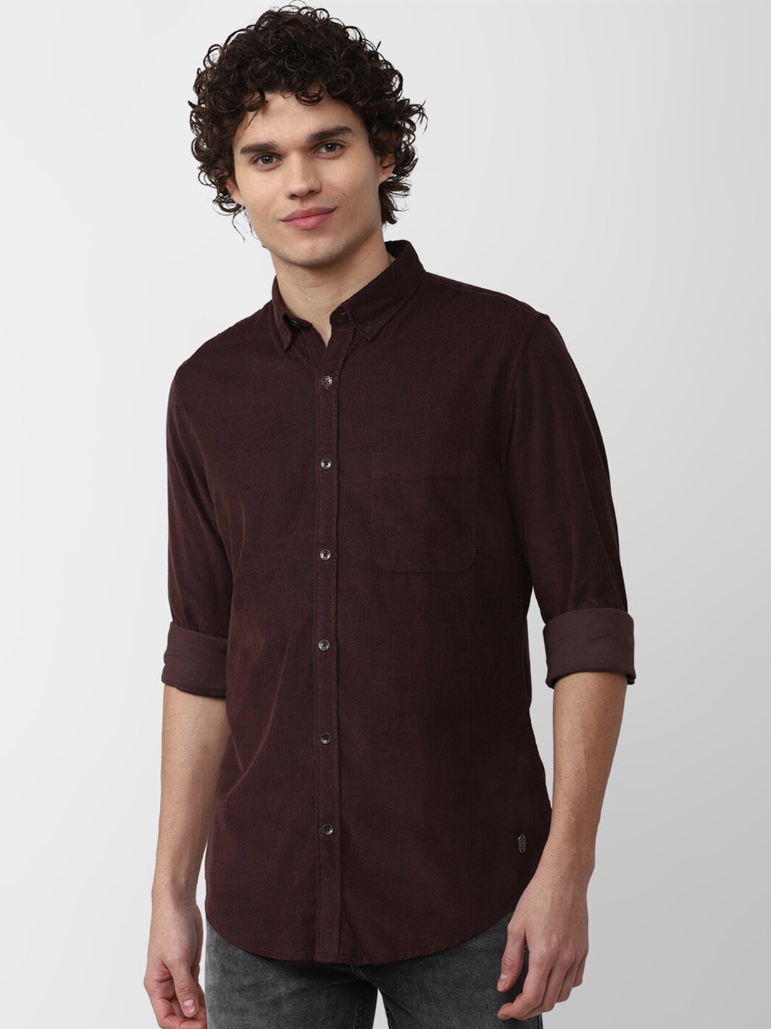 

Peter England Casuals Men Slim Fit Cotton Casual Shirt, Brown