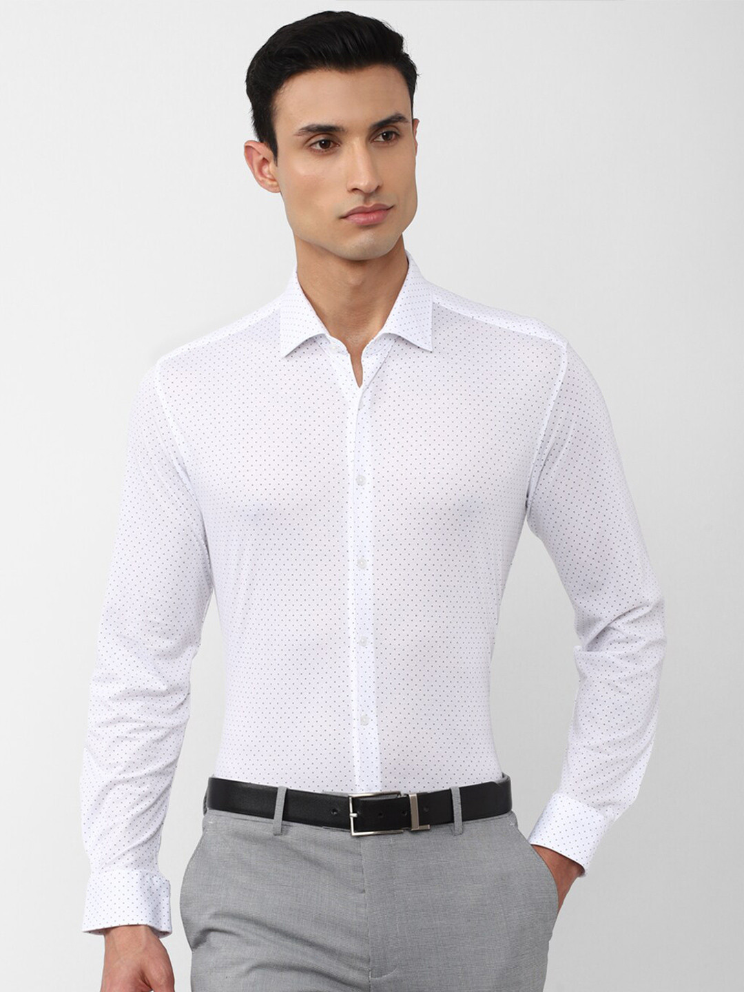 

Van Heusen Men Slim Fit Printed Pure Cotton Formal Shirt, White
